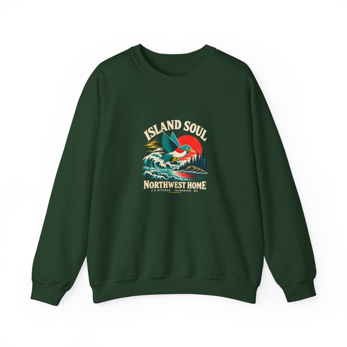 Island Soul Crewneck — Forest Green / S–XL