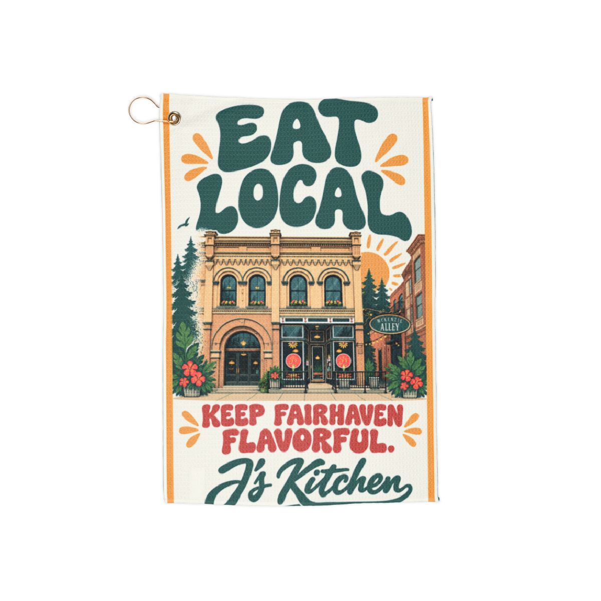 Eat Local Fairhaven Storefront Golf Towel — Golf towel